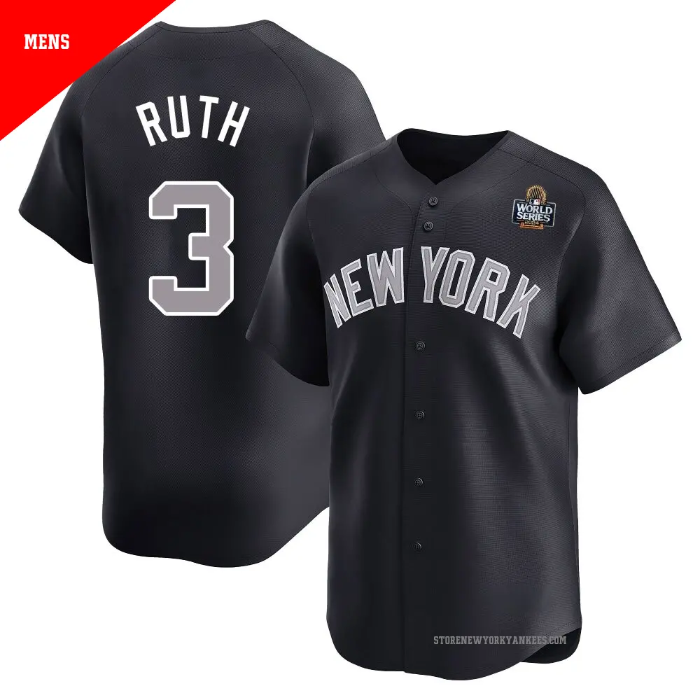 Youth #3 Babe Ruth New York Yankees Gray Limited Away Jersey