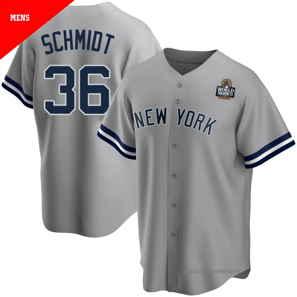 Men's ＃36 Clarke Schmidt New York Yankees Gray Replica Road Name 2024 World Series Jersey