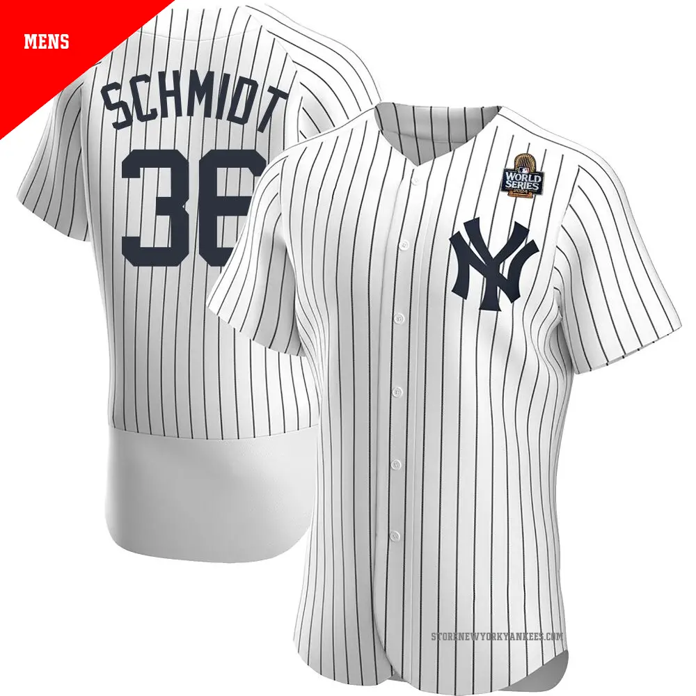 Men's ＃36 Clarke Schmidt New York Yankees White Authentic Home 2024 World Series Jersey