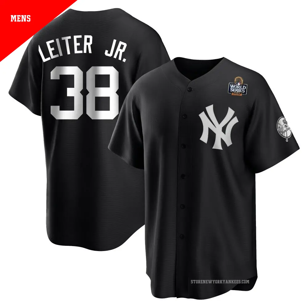 Men's ＃38 Mark Leiter Jr. New York Yankees Black/White Replica 2024 World Series Jersey