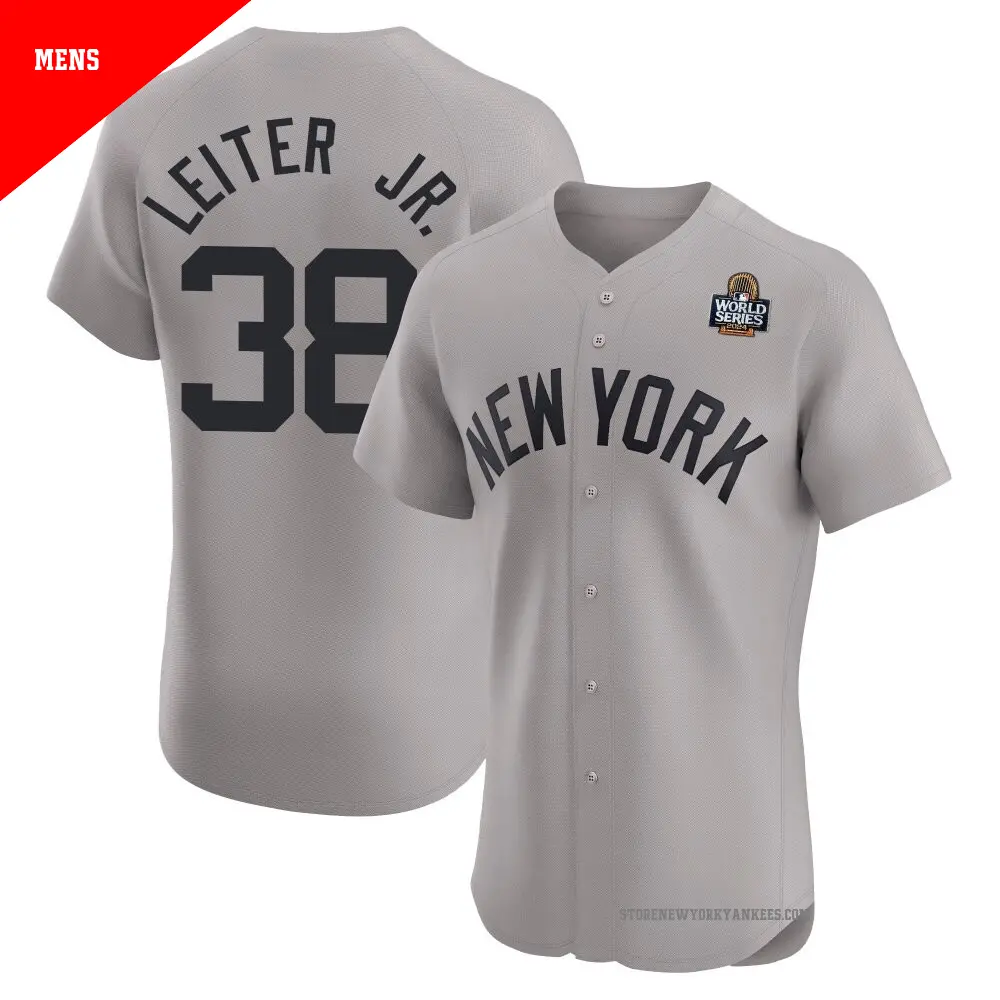 Men's ＃38 Mark Leiter Jr. New York Yankees Gray Elite Road 2024 World Series Jersey