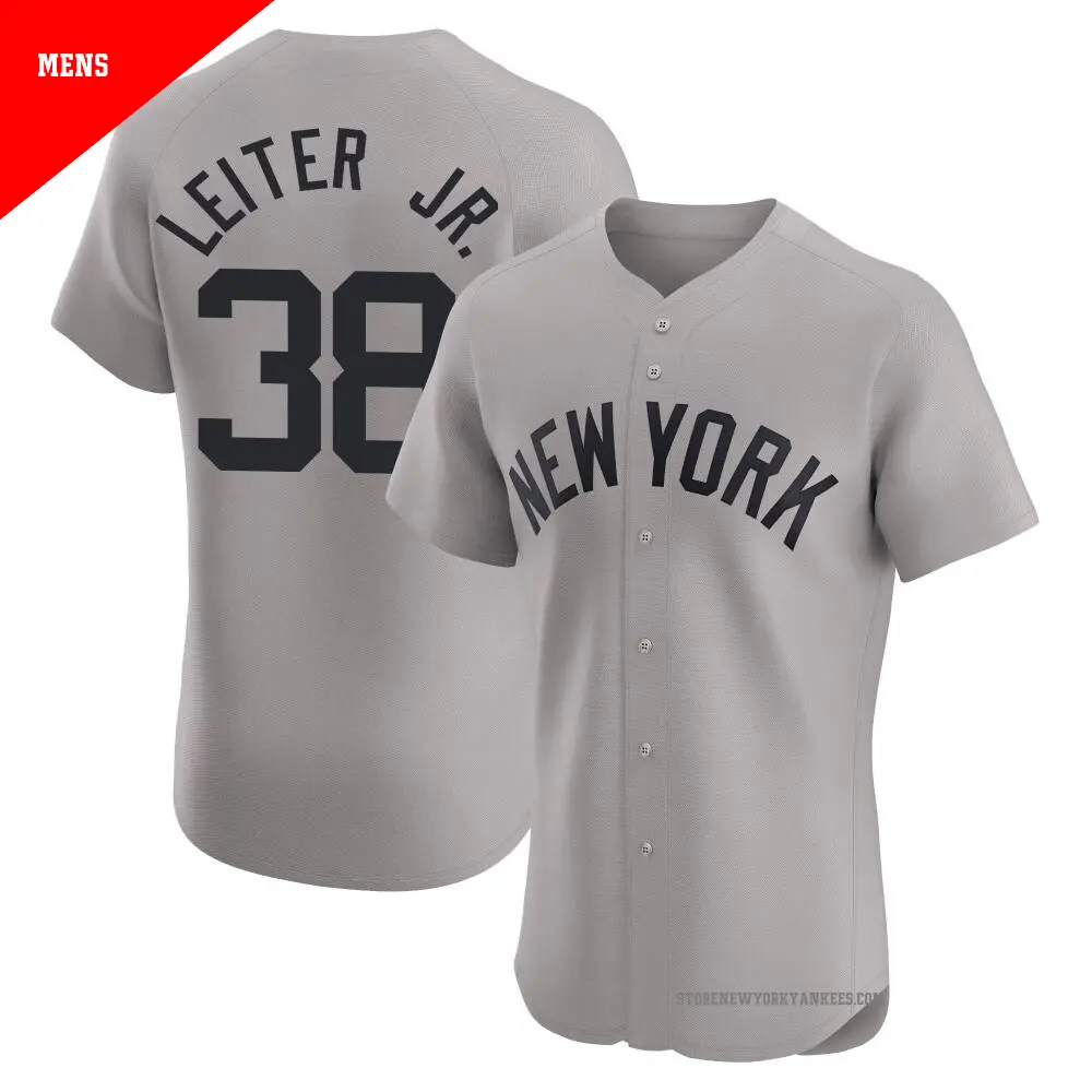 Men's ＃38 Mark Leiter Jr. New York Yankees Gray Elite Road Jersey