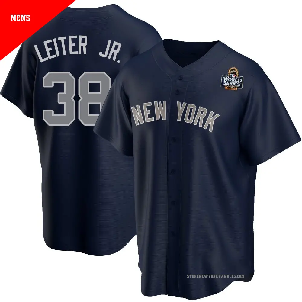 Men's ＃38 Mark Leiter Jr. New York Yankees Navy Replica Alternate 2024 World Series Jersey