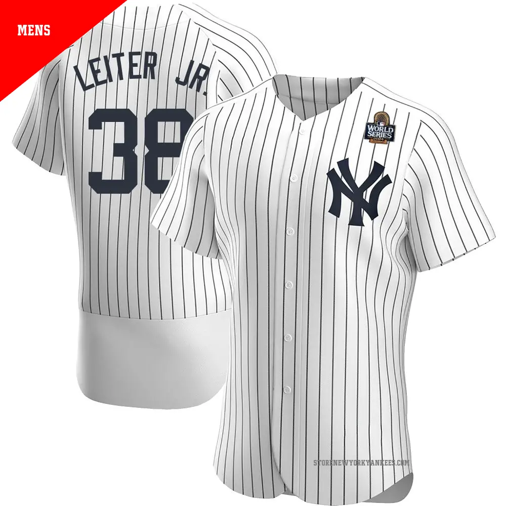 Men's ＃38 Mark Leiter Jr. New York Yankees White Authentic Home 2024 World Series Jersey