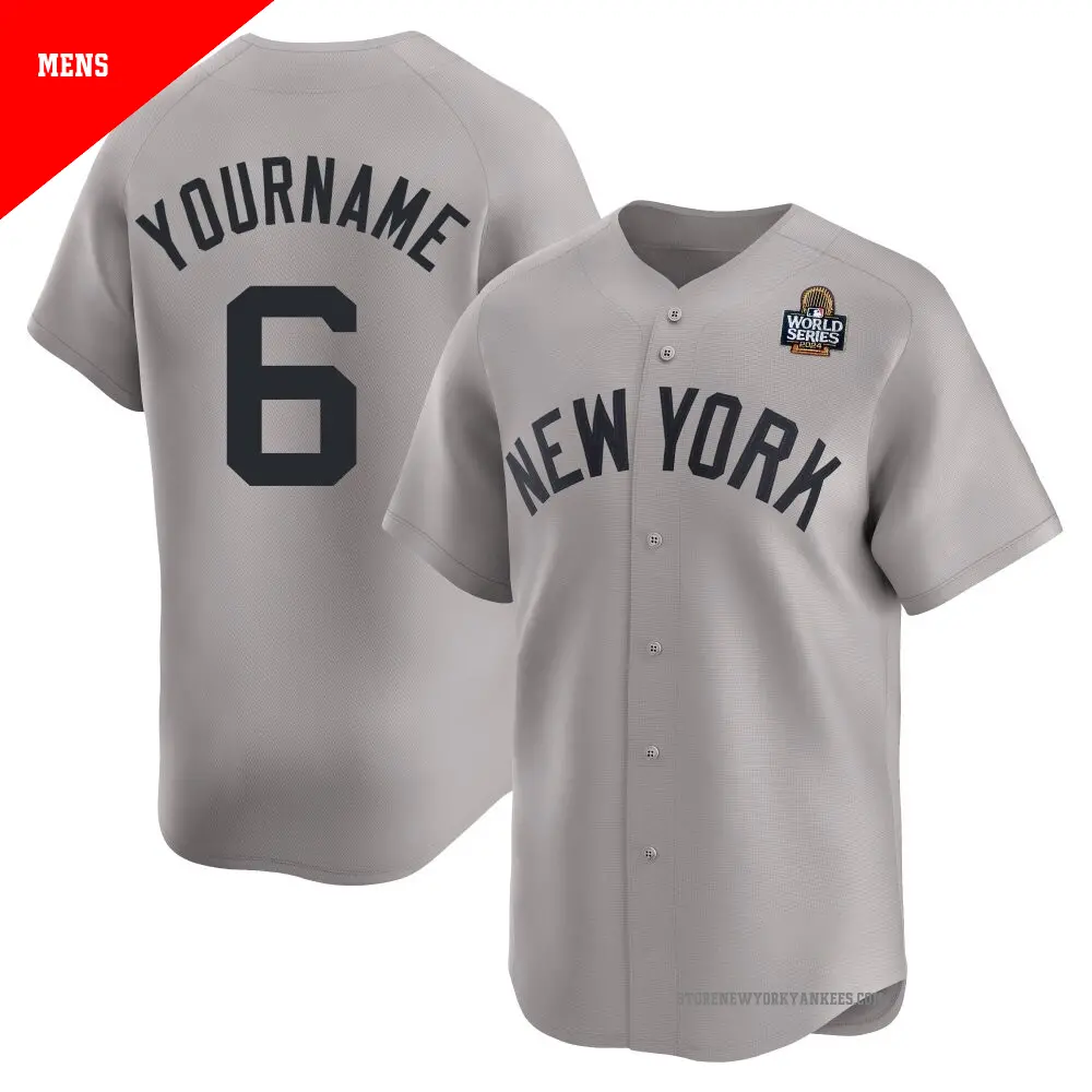 Men's ＃6 Joe Torre New York Yankees Gray Limited Away 2024 World Series Jersey