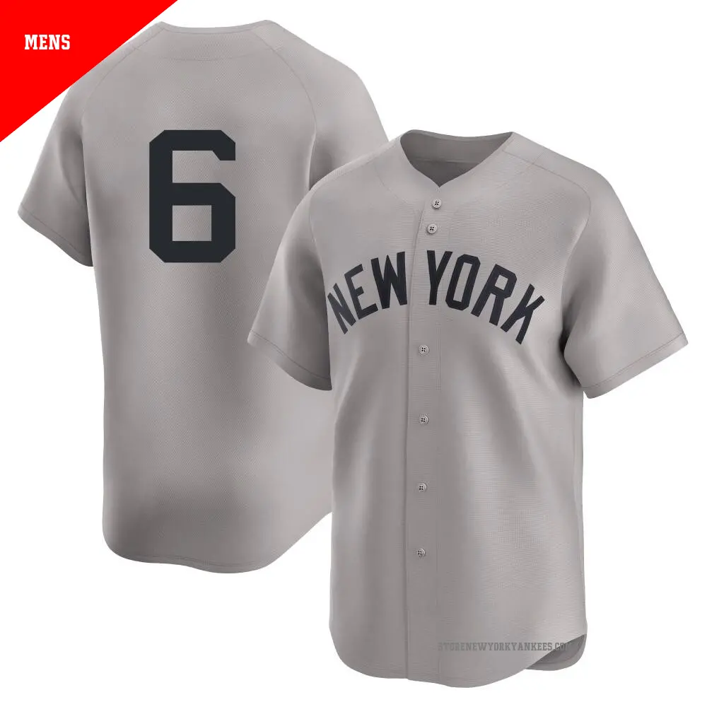 Men's ＃6 Joe Torre New York Yankees Gray Limited Away 2nd Jersey