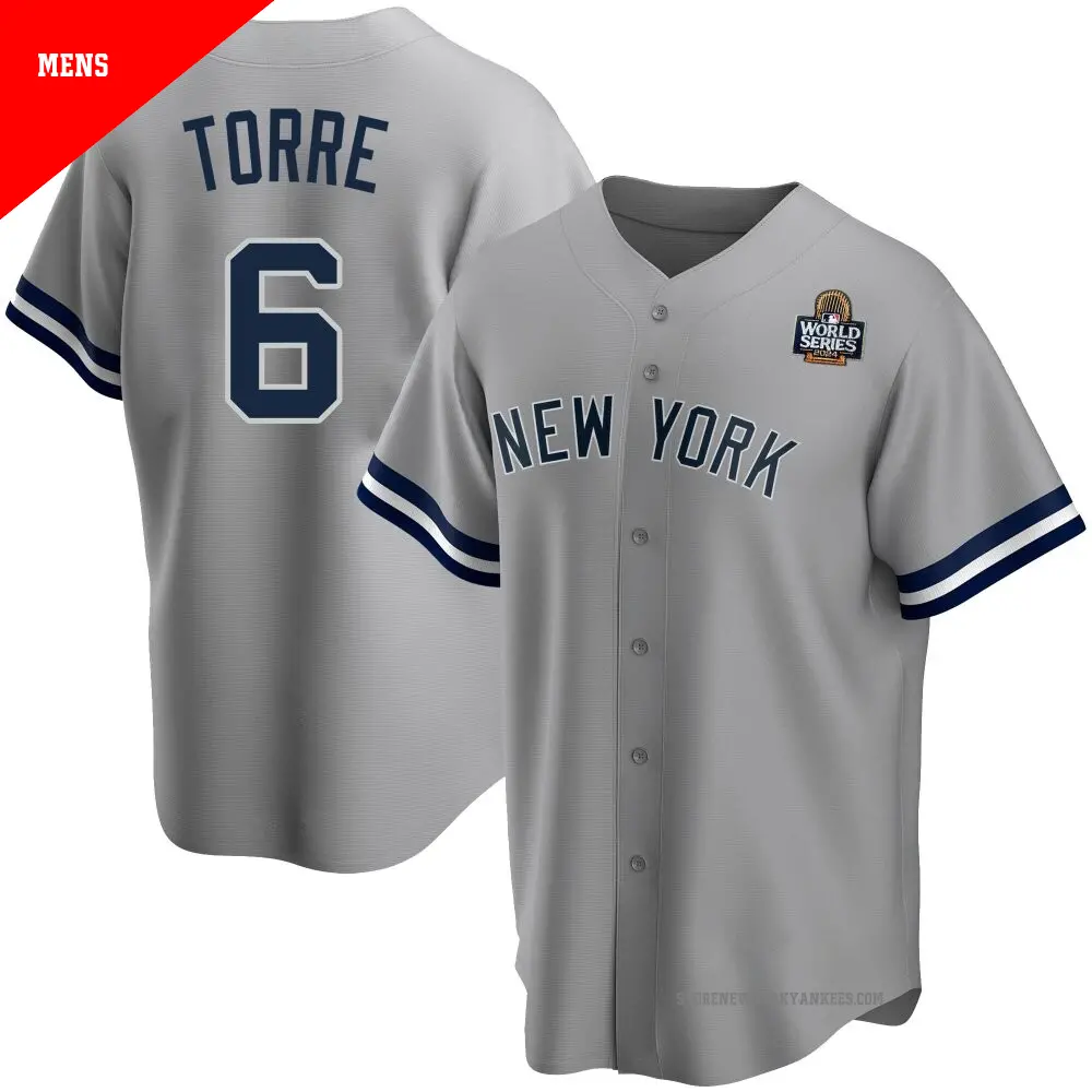 Men's ＃6 Joe Torre New York Yankees Gray Replica Road Name 2024 World Series Jersey