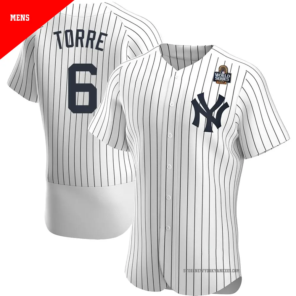 Men's ＃6 Joe Torre New York Yankees White Authentic Home 2024 World Series Jersey