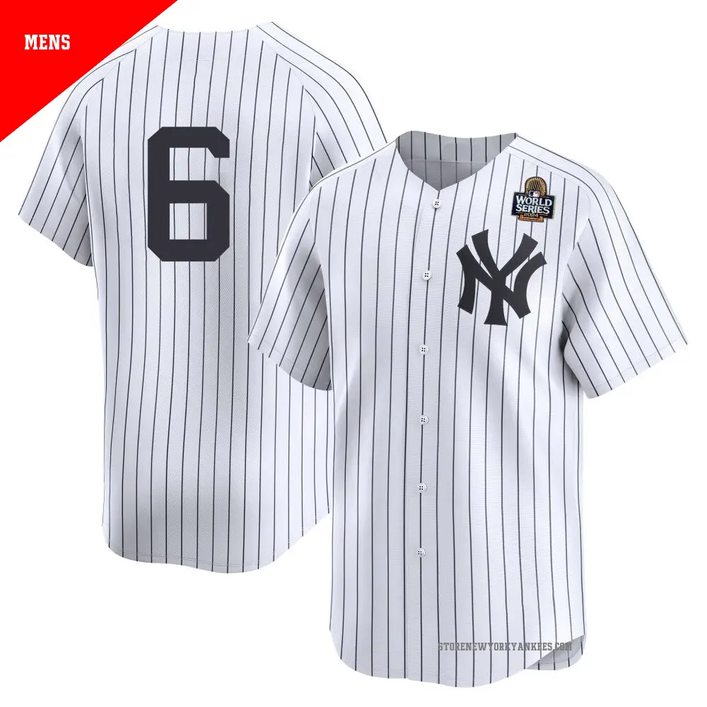 Men's ＃6 Joe Torre New York Yankees White Limited Yankee Home 2nd 2024 World Series Jersey