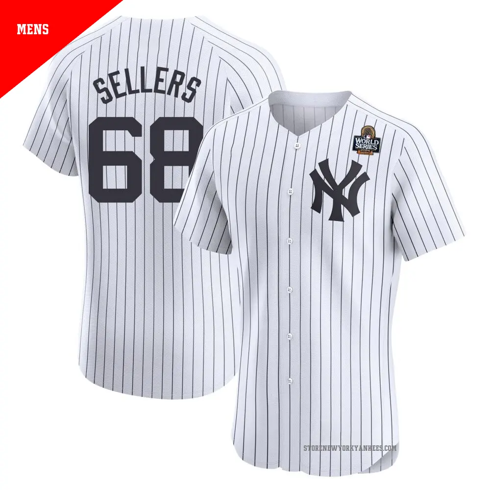 Men's ＃68 Trent Sellers New York Yankees White Elite Home 2024 World Series Jersey