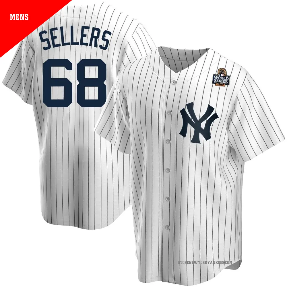 Men's ＃68 Trent Sellers New York Yankees White Replica Home 2024 World Series Jersey