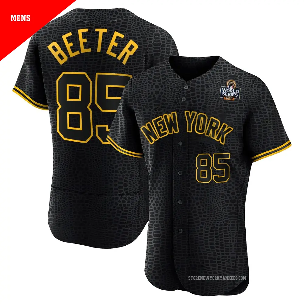 Men's ＃85 Clayton Beeter New York Yankees Black Authentic Snake Skin City 2024 World Series Jersey