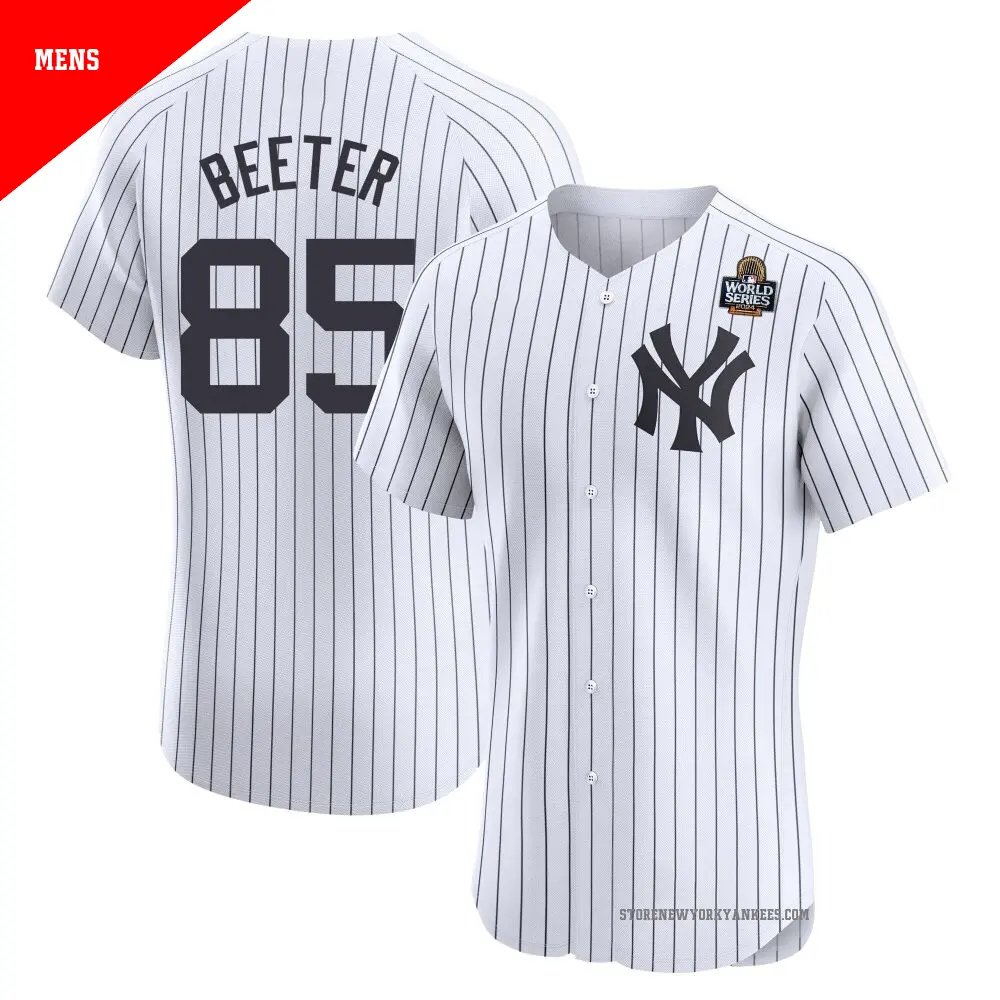 Men's ＃85 Clayton Beeter New York Yankees White Elite Home 2024 World Series Jersey