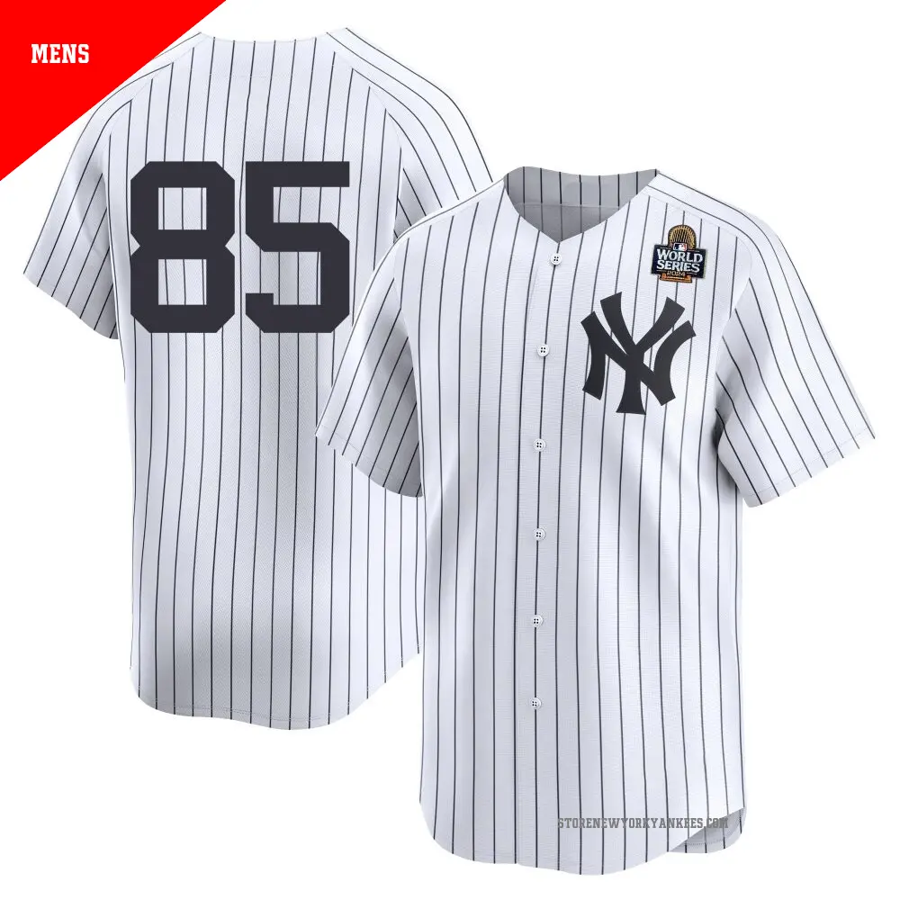 Men's ＃85 Clayton Beeter New York Yankees White Limited Yankee Home 2nd 2024 World Series Jersey