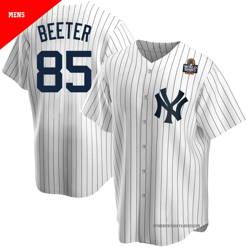 Men's ＃85 Clayton Beeter New York Yankees White Replica Home 2024 World Series Jersey