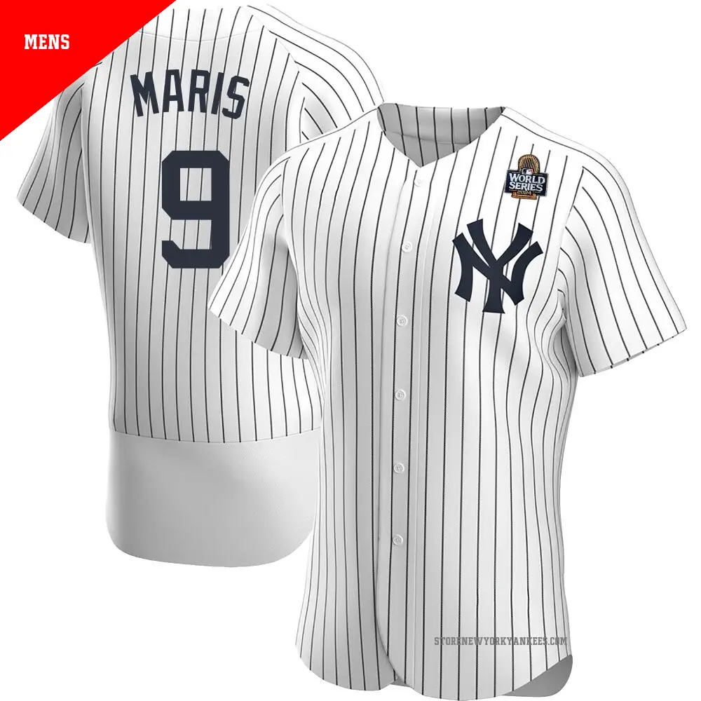 Men's ＃9 Roger Maris New York Yankees White Authentic Home 2024 World Series Jersey