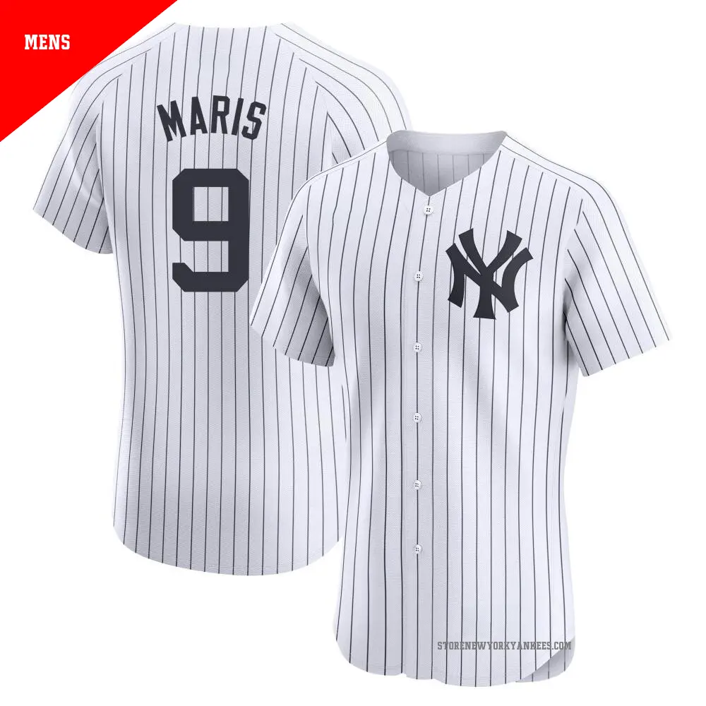 Men's ＃9 Roger Maris New York Yankees White Elite Home Jersey