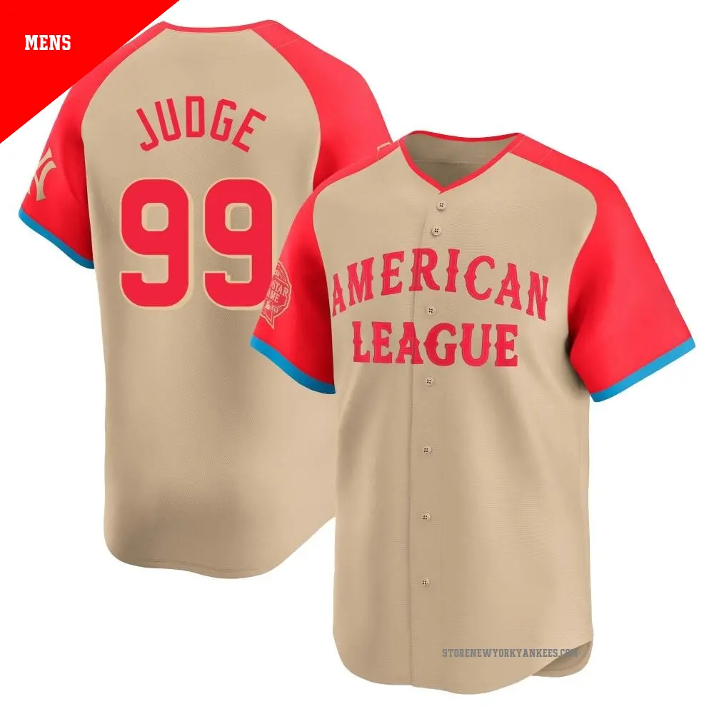 Men's #99 Aaron Judge New York Yankees Cream Limited American League 2024  All-Star Game Jersey