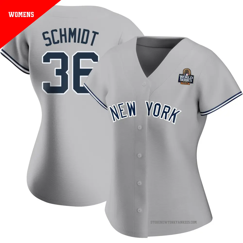 Women's ＃36 Clarke Schmidt New York Yankees Gray Authentic Road Name 2024 World Series Jersey