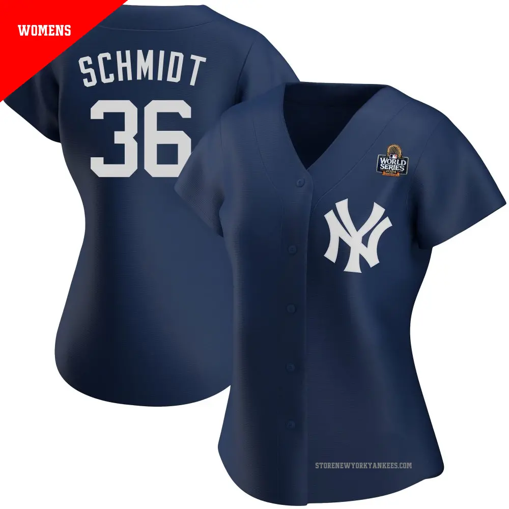 Women's ＃36 Clarke Schmidt New York Yankees Navy Authentic Alternate Team 2024 World Series Jersey