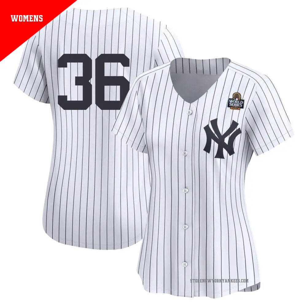 Women's ＃36 Clarke Schmidt New York Yankees White Limited Yankee Home 2nd 2024 World Series Jersey