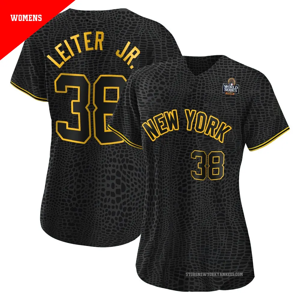 Women's ＃38 Mark Leiter Jr. New York Yankees Black Replica Snake Skin City 2024 World Series Jersey