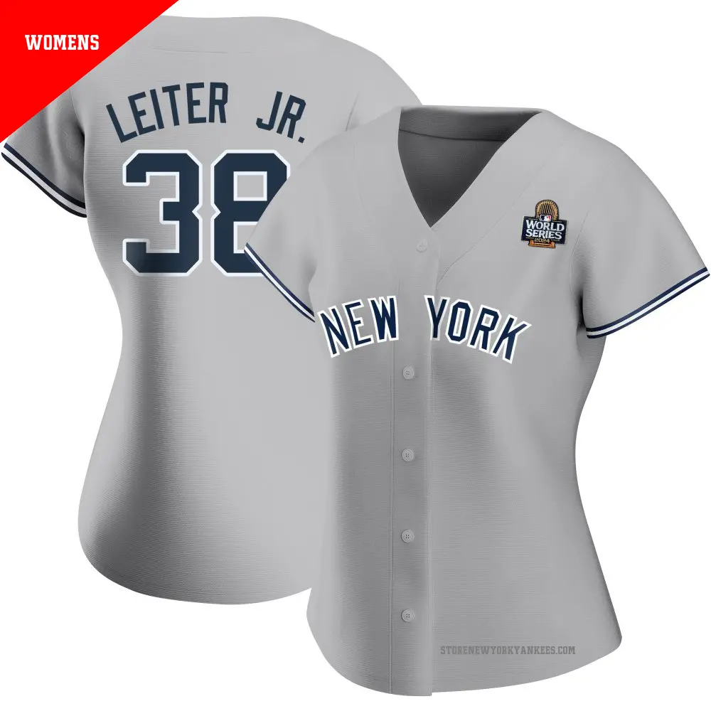 Women's ＃38 Mark Leiter Jr. New York Yankees Gray Authentic Road Name 2024 World Series Jersey