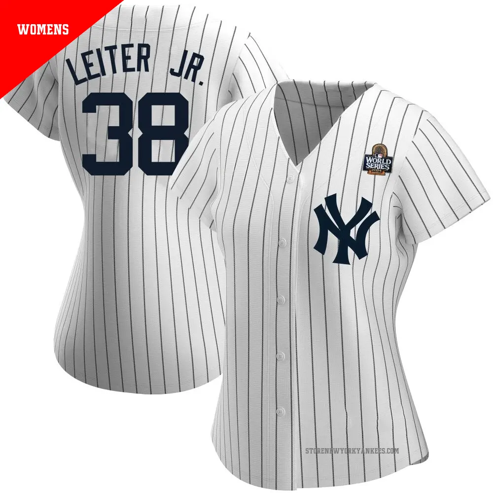 Women's ＃38 Mark Leiter Jr. New York Yankees White Authentic Home Name 2024 World Series Jersey