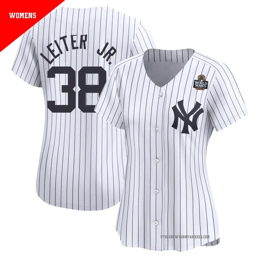 Women's ＃38 Mark Leiter Jr. New York Yankees White Limited Yankee Home 2024 World Series Jersey