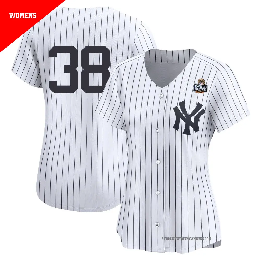 Women's ＃38 Mark Leiter Jr. New York Yankees White Limited Yankee Home 2nd 2024 World Series Jersey