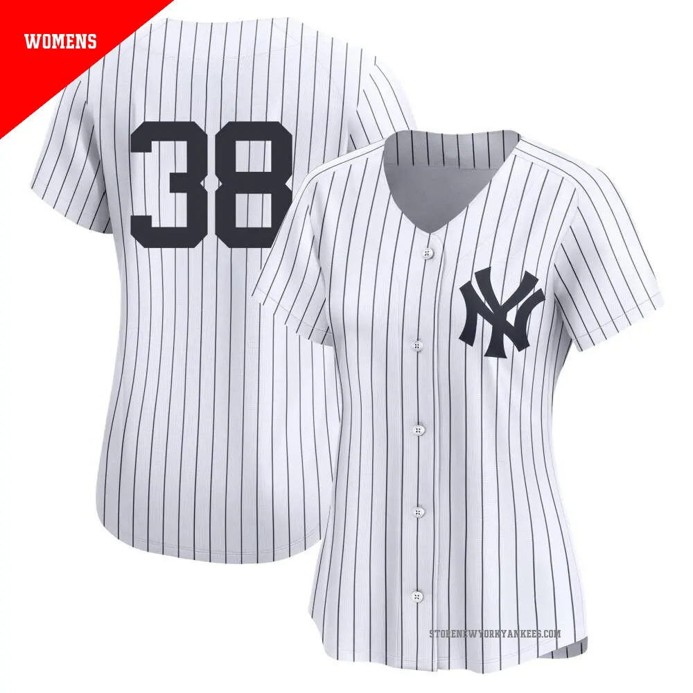 Women's ＃38 Mark Leiter Jr. New York Yankees White Limited Yankee Home 2nd Jersey