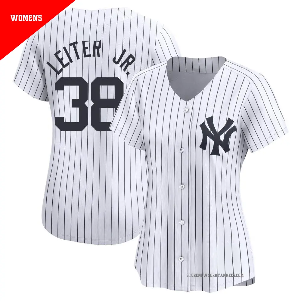 Women's ＃38 Mark Leiter Jr. New York Yankees White Limited Yankee Home Jersey