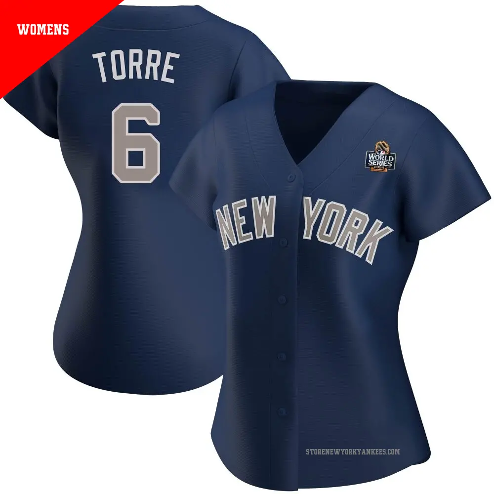 Women's ＃6 Joe Torre New York Yankees Navy Authentic Alternate 2024 World Series Jersey