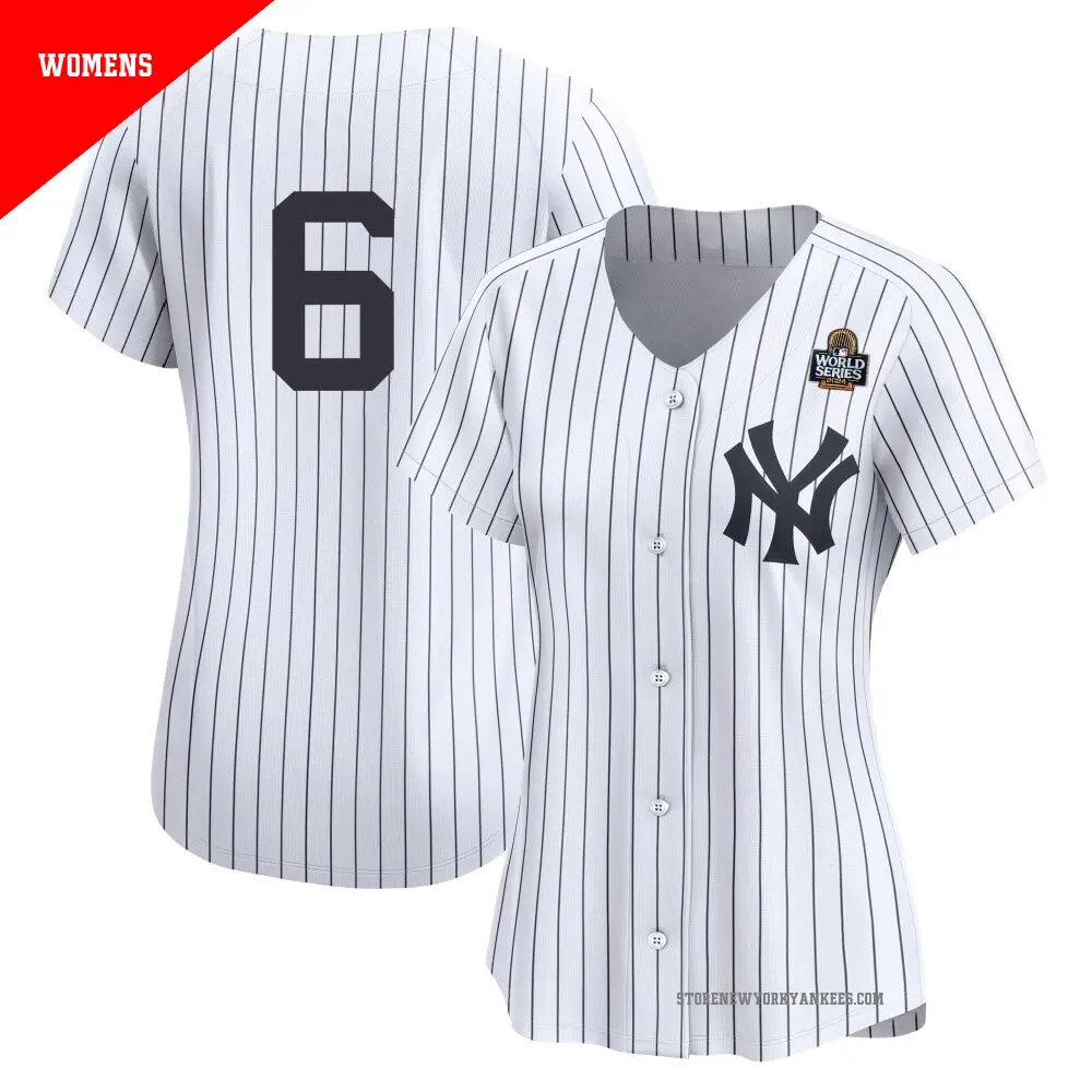 Women's ＃6 Joe Torre New York Yankees White Limited Yankee Home 2nd 2024 World Series Jersey