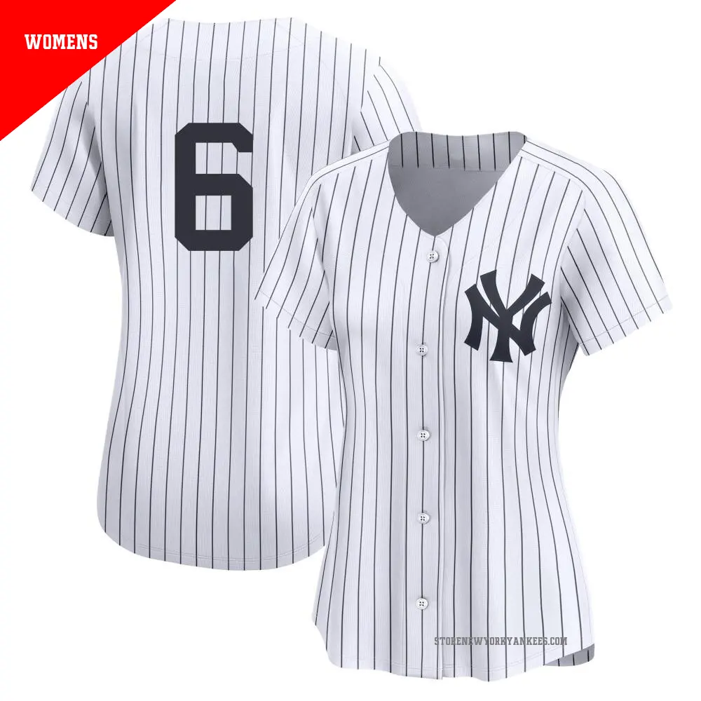 Women's ＃6 Joe Torre New York Yankees White Limited Yankee Home 2nd Jersey