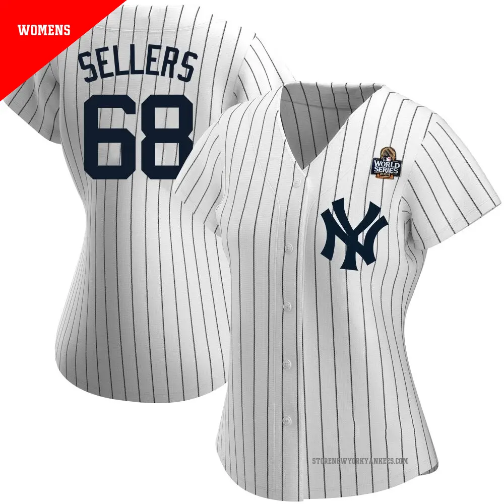 Women's ＃68 Trent Sellers New York Yankees White Authentic Home Name 2024 World Series Jersey