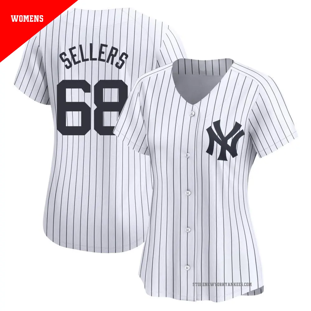 Women's ＃68 Trent Sellers New York Yankees White Limited Yankee Home Jersey