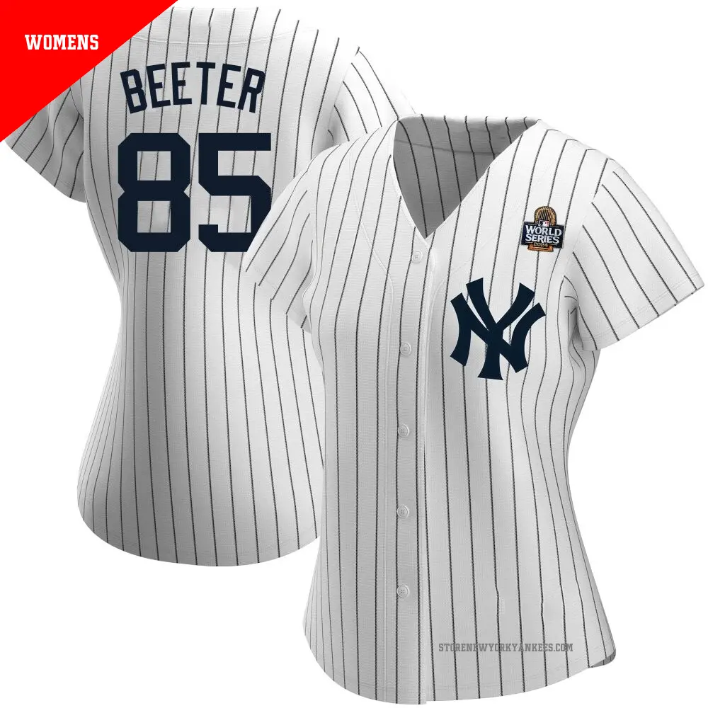 Women's ＃85 Clayton Beeter New York Yankees White Authentic Home Name 2024 World Series Jersey