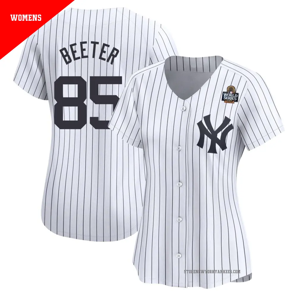 Women's ＃85 Clayton Beeter New York Yankees White Limited Yankee Home 2024 World Series Jersey