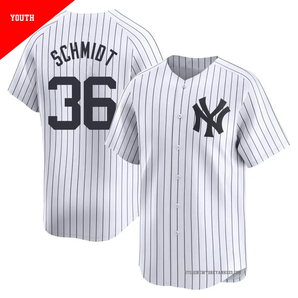 Youth ＃36 Clarke Schmidt New York Yankees White Limited Yankee Home Jersey