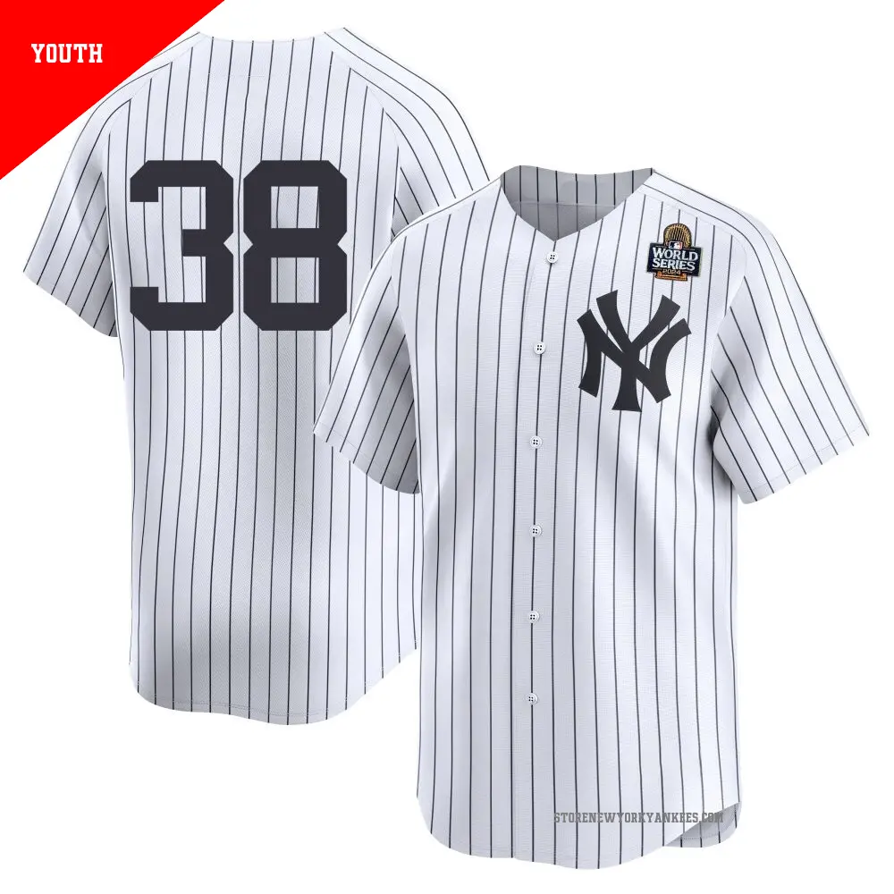 Youth ＃38 Mark Leiter Jr. New York Yankees White Limited Yankee Home 2nd 2024 World Series Jersey