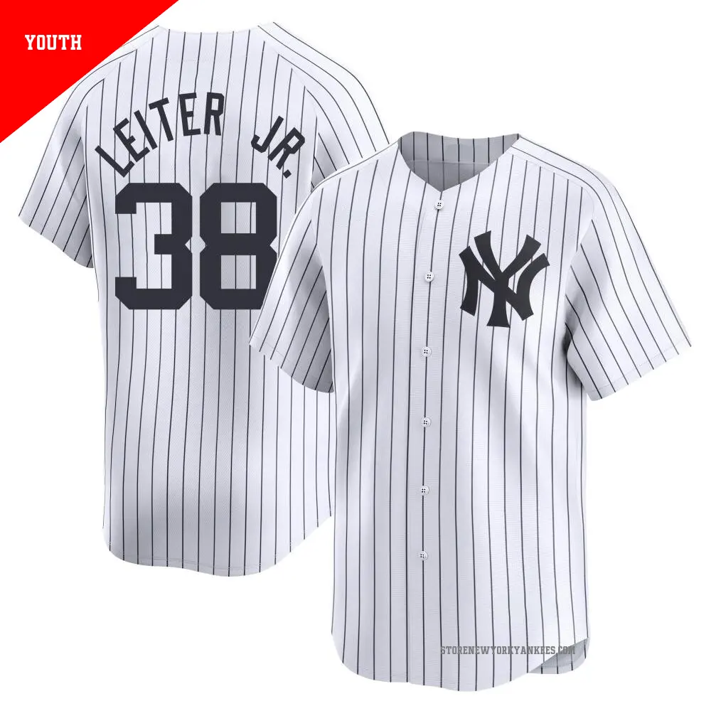 Youth ＃38 Mark Leiter Jr. New York Yankees White Limited Yankee Home Jersey