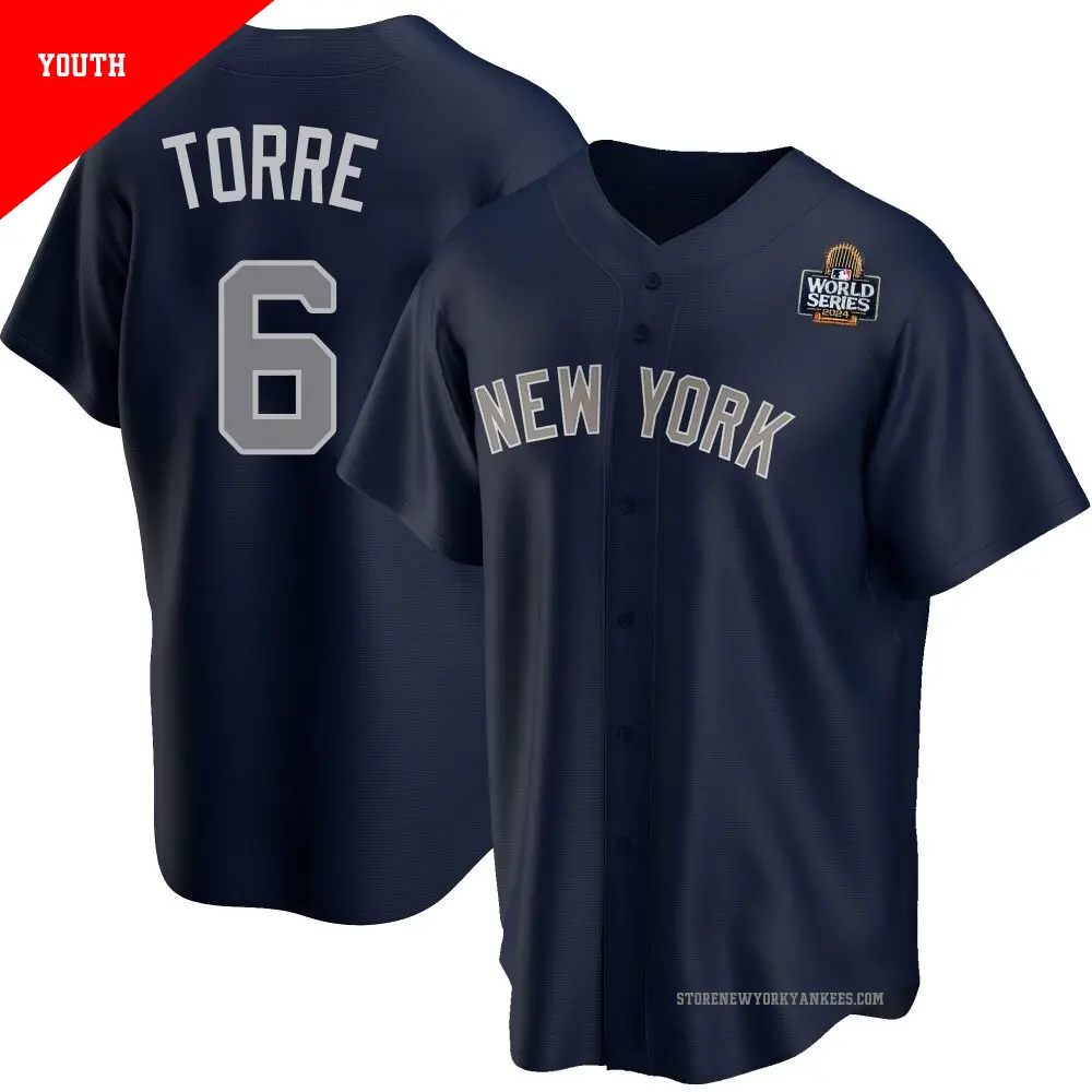 Youth ＃6 Joe Torre New York Yankees Navy Replica Alternate 2024 World Series Jersey