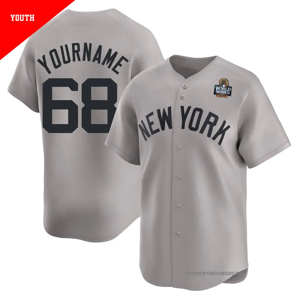 Youth ＃68 Trent Sellers New York Yankees Gray Limited Away 2024 World Series Jersey