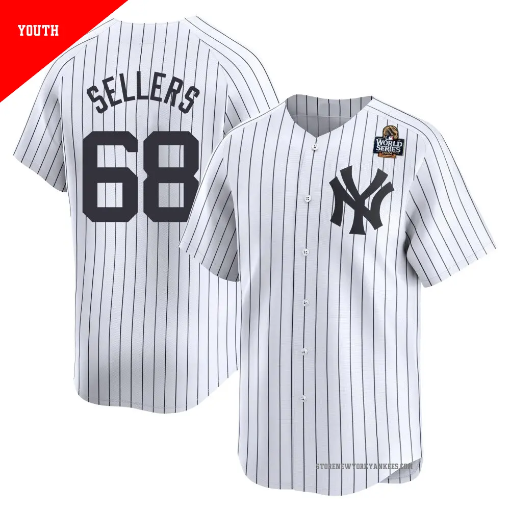 Youth ＃68 Trent Sellers New York Yankees White Limited Yankee Home 2024 World Series Jersey