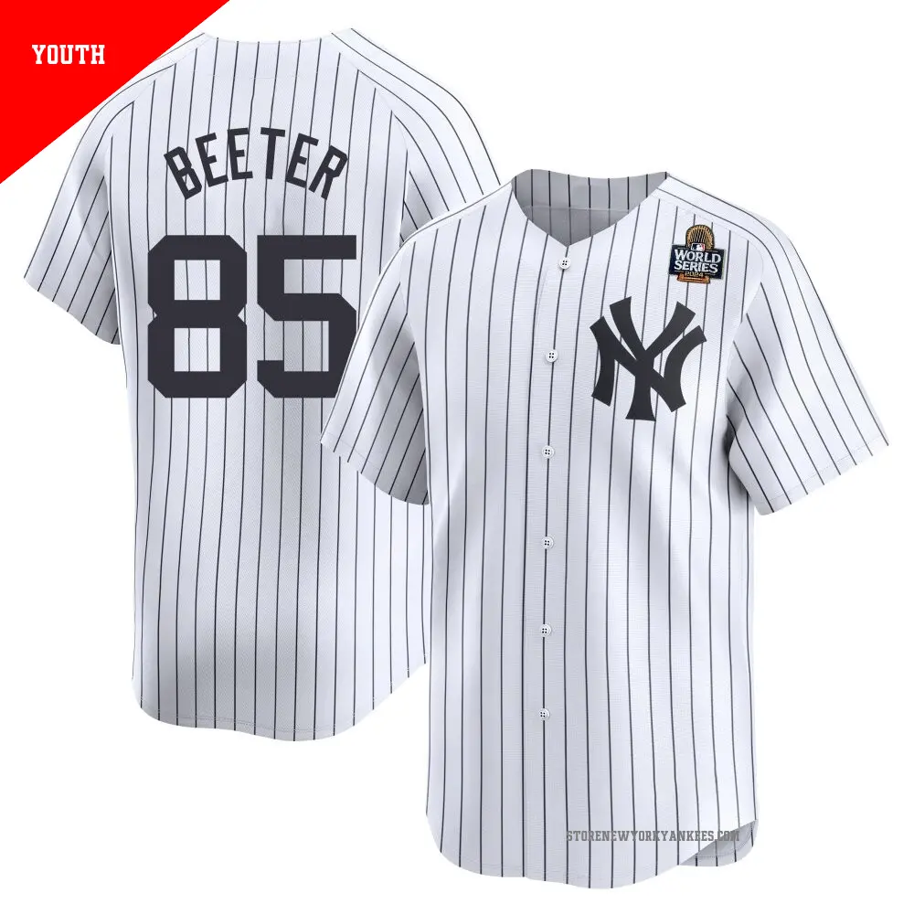 Youth ＃85 Clayton Beeter New York Yankees White Limited Yankee Home 2024 World Series Jersey