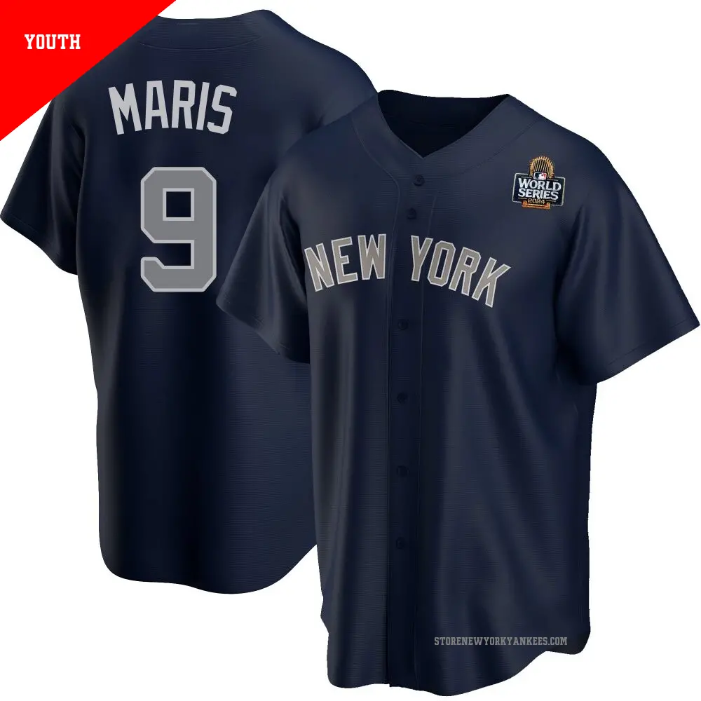 Youth ＃9 Roger Maris New York Yankees Navy Replica Alternate 2024 World Series Jersey