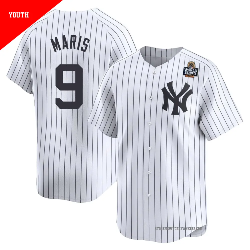 Youth ＃9 Roger Maris New York Yankees White Limited Yankee Home 2024 World Series Jersey