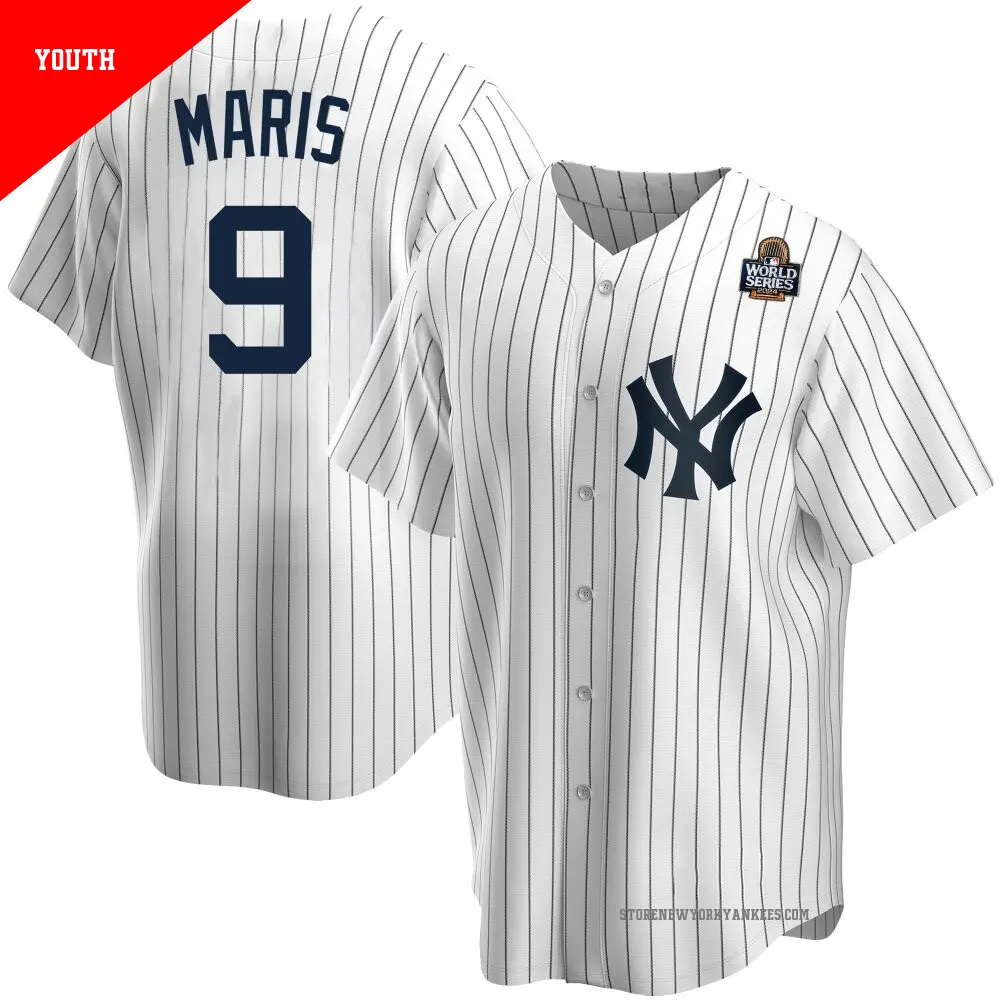 Youth ＃9 Roger Maris New York Yankees White Replica Home 2024 World Series Jersey